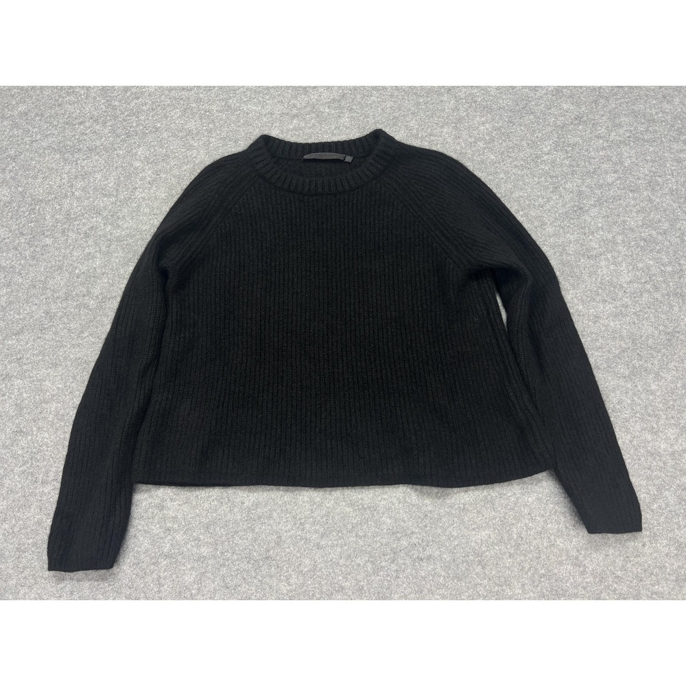 Jenni Kayne Sweater Womens XL Black 100% Cashmere Crew Neck Raglan Knit Pullover
